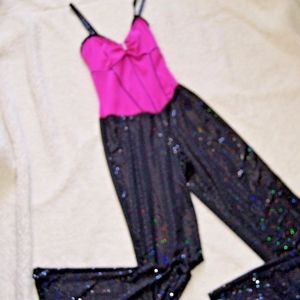 Art Stone Girls Dance Costume Overalls Glitter
